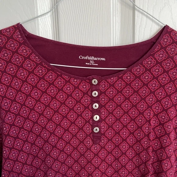 Croft & Barrow Patterned 3/4 Sleeve Top - Picture 2 of 5